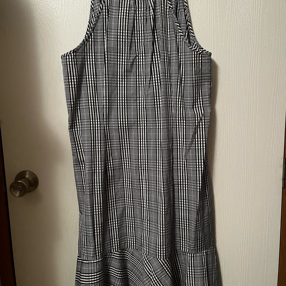 NWT J Crew Sleeveless Blue Plaid Mini Dress with Ruffle Hem Size 12 - Picture 10 of 10